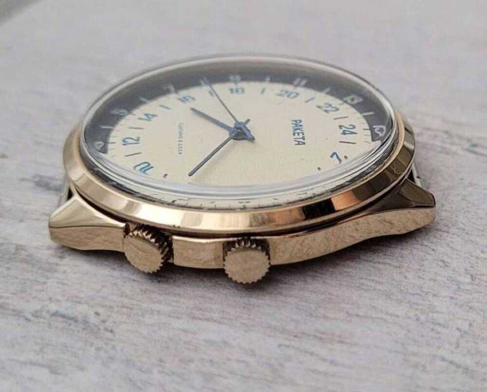 Nowy pozłacany zegarek "Raketa" ZSRR z dokumentami
