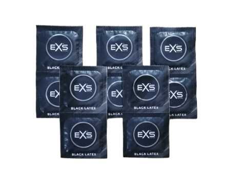 EXS Black Latex 10 szt. nawilżane prezerwatywy z czarnego lateksu