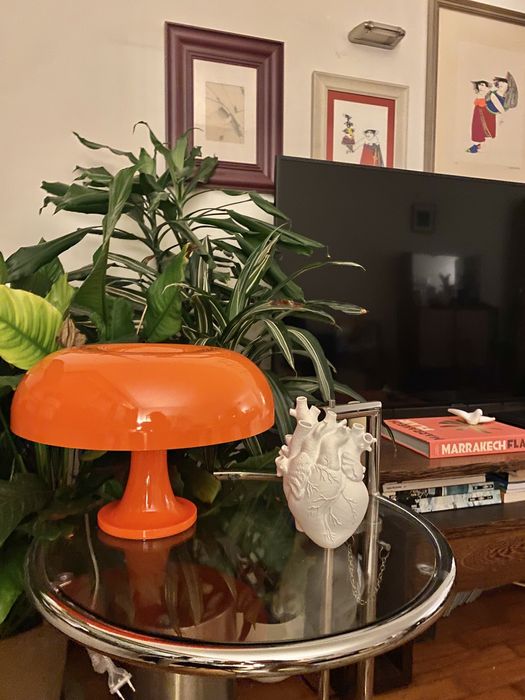 Candeeiro de mesa laranja Midcentury, Anos 70. Jarra Coração.