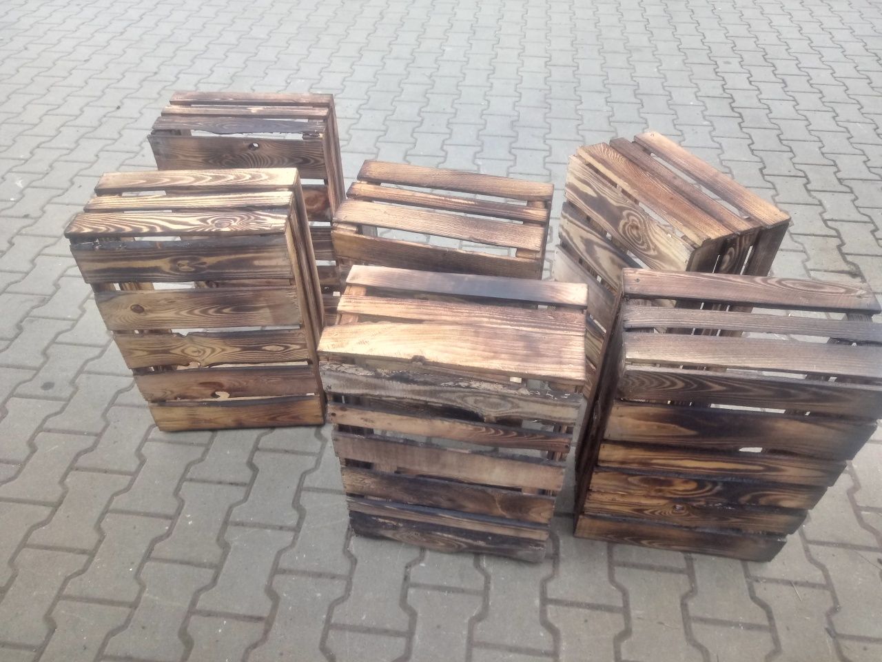 Skrzynki drwniane  nowe opalane 60x40x23