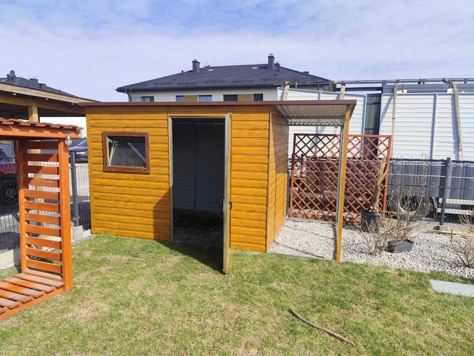 Wiatka Narzędziowa Złoty Dąb|Schowek Narzędziowy|Wiata ogród–Maj-Blach