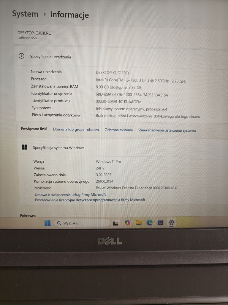 Dell latitude E5580 i5 7300u USB-C