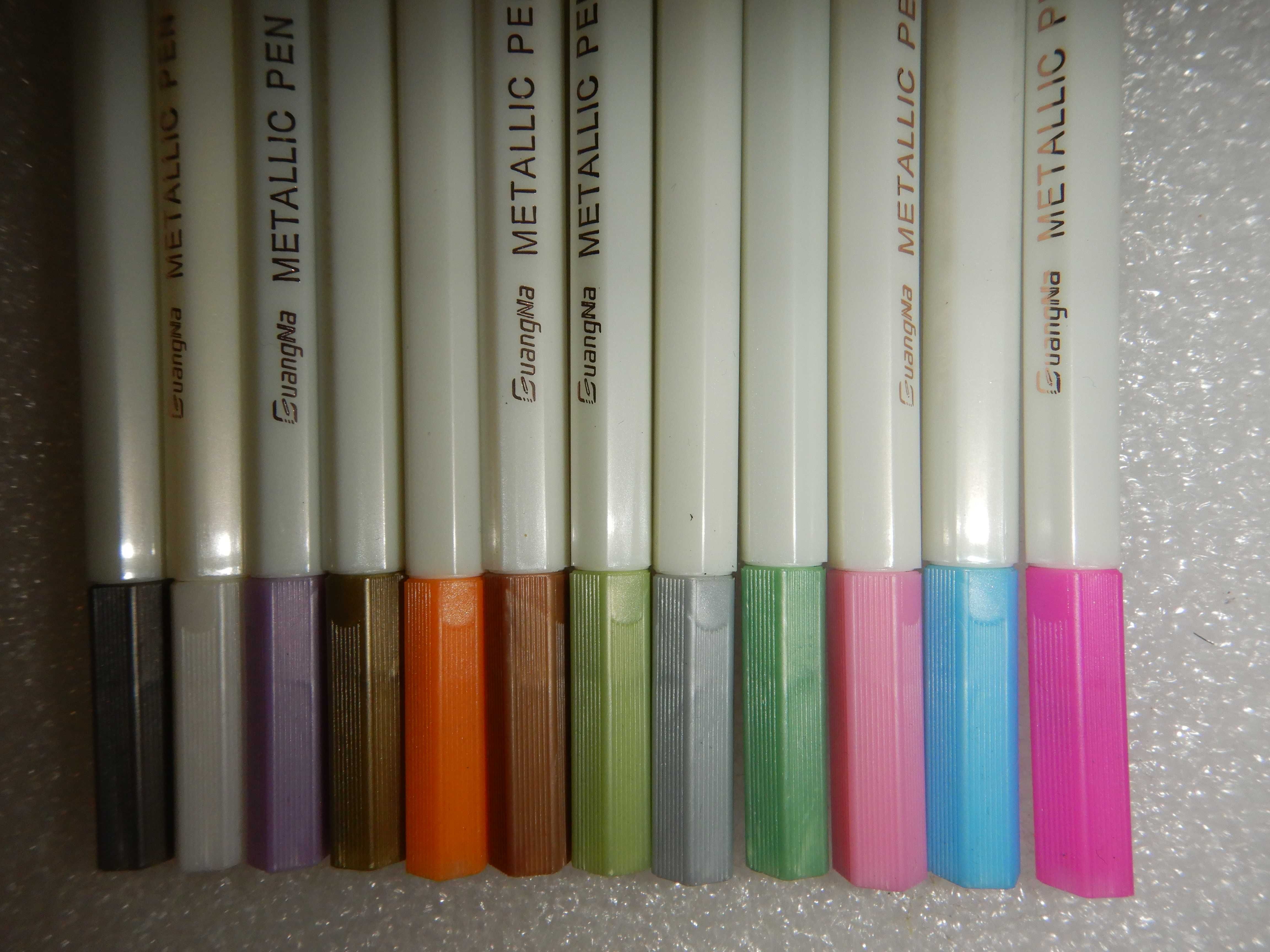12 długopisów  mikronowych metaliczne markery pisaki