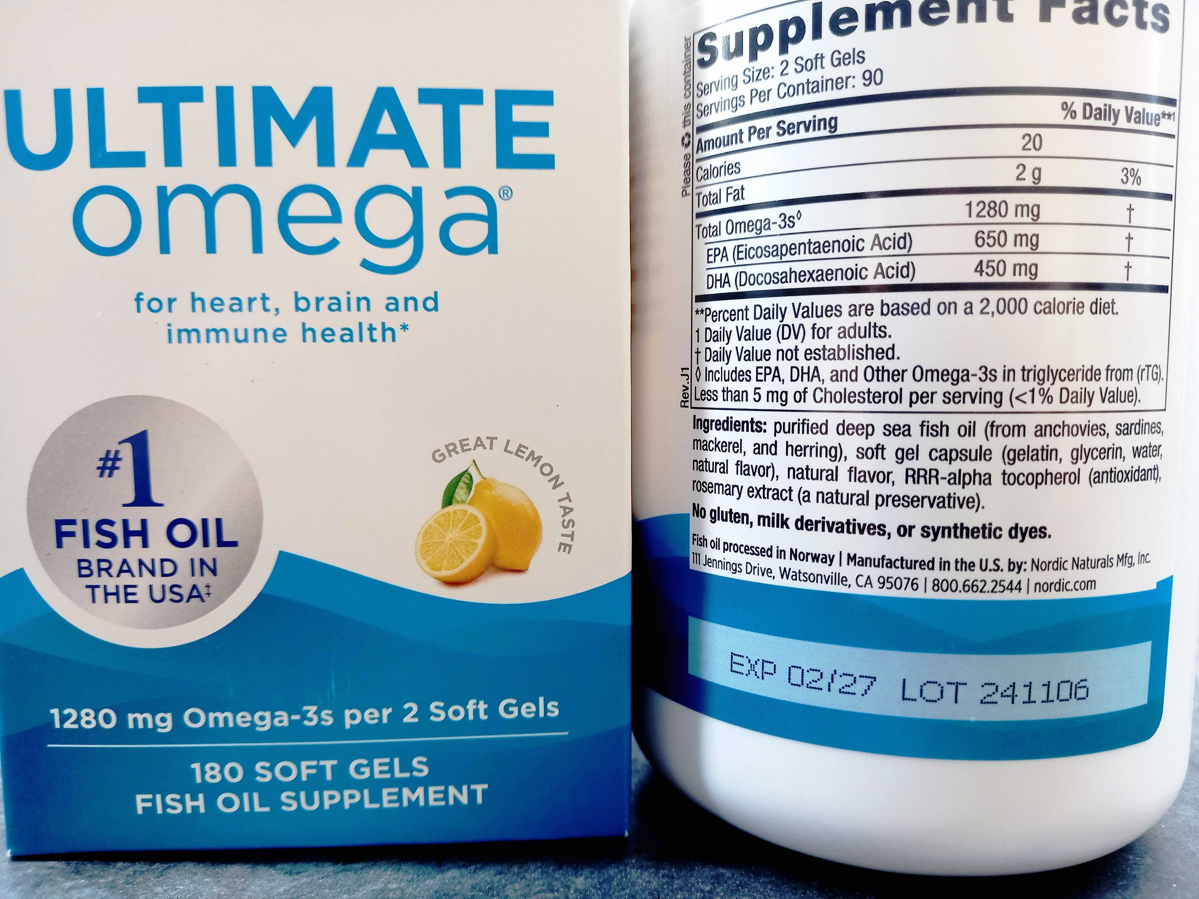 Nordic Naturals, Ultimate Omega-3 (180 капс.), омега-3 триглицериды