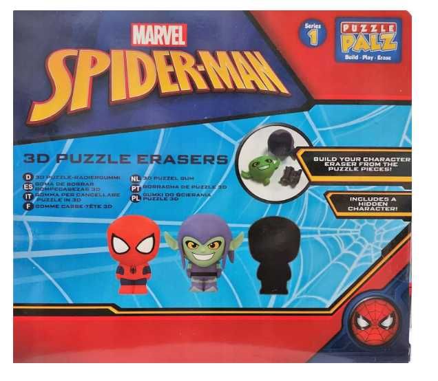 SPIDER-MAN zestaw gumek kolekcjonerskich 3D Puzzle * 3 sztuki * NOWE