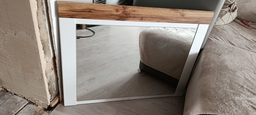 Lustro wiszące , białe - dąb