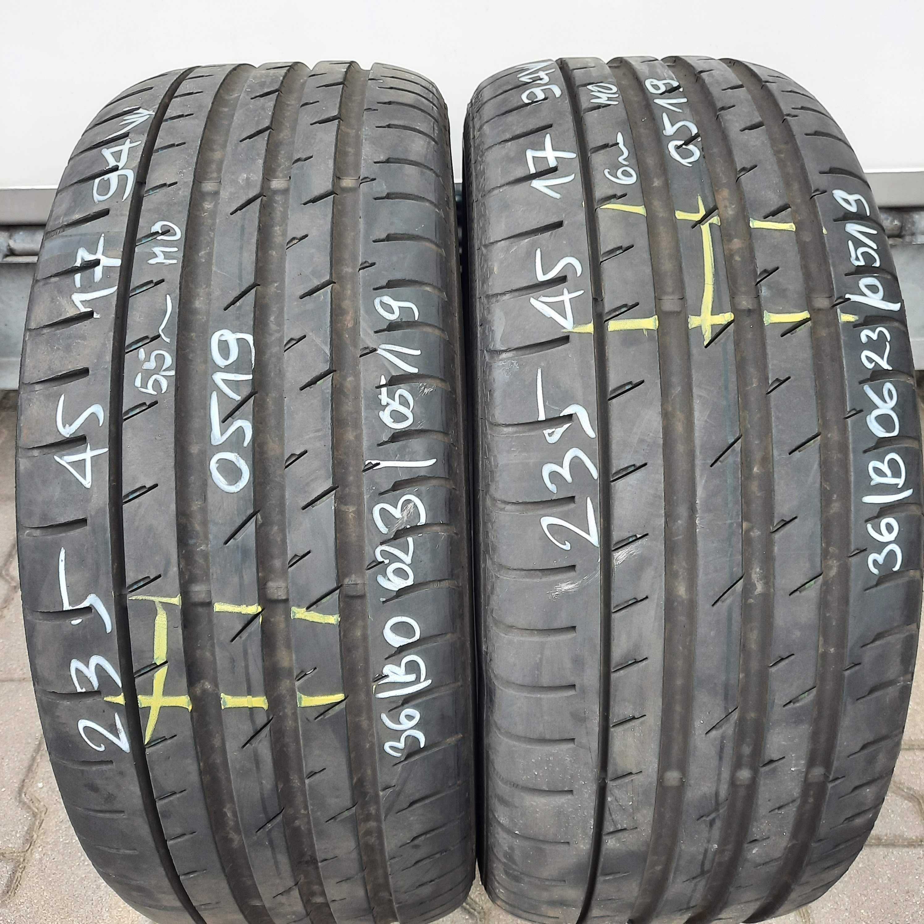 2szt. opony letnie używane 235/45R17 Continental CSC3 MO