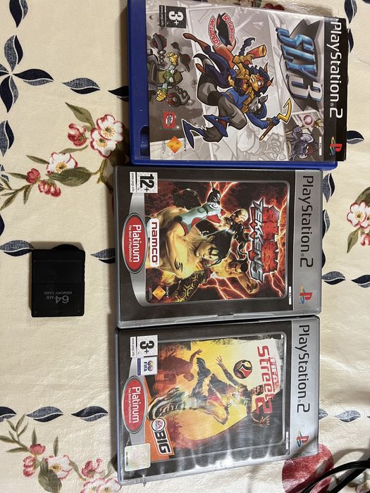 PlayStation 2 +3 comandos +3 jogos + cartao memoria