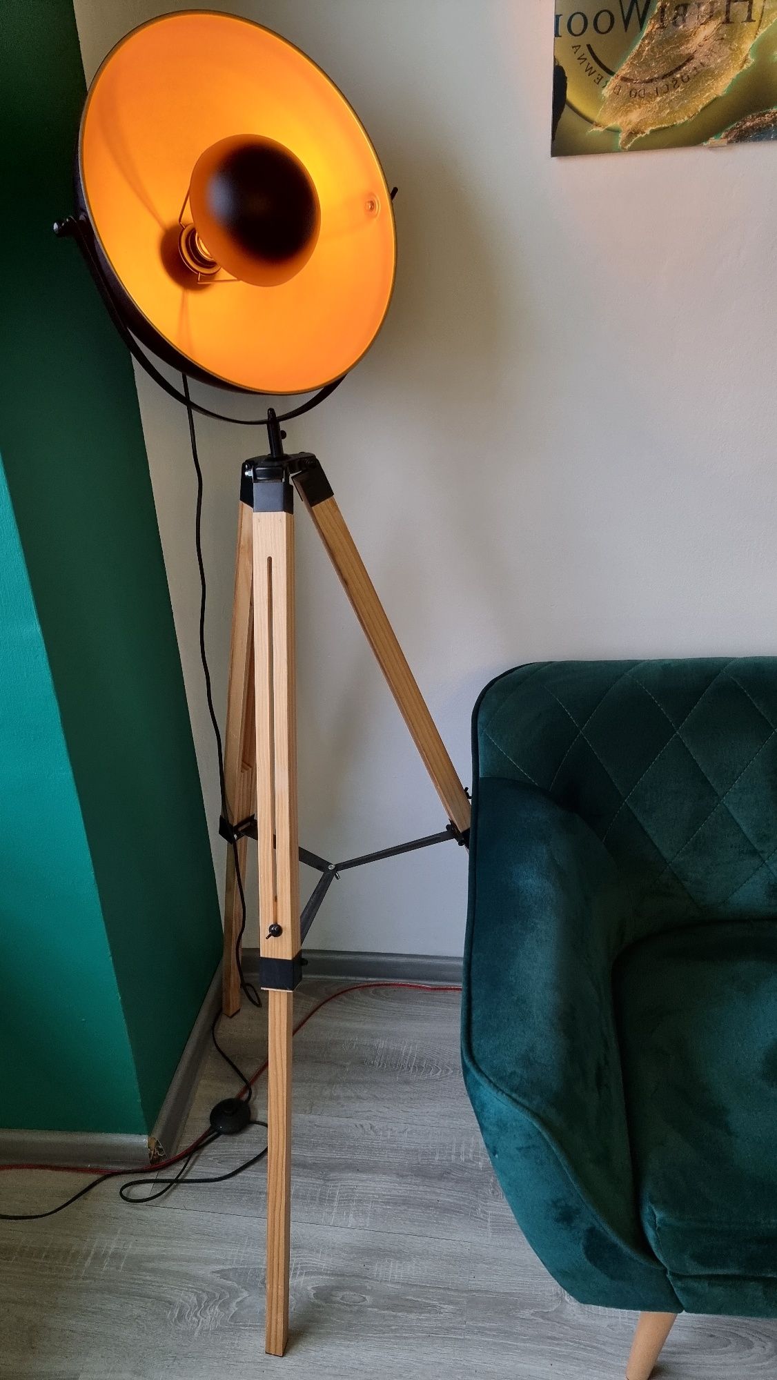 2szt Lampa retro loft edison dj zespół na statywie drewnianym Kraków