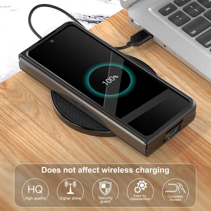 FOLUU etui skórzane do Samsung Galaxy Z Fold 4 5G 360 pancerne brązowe