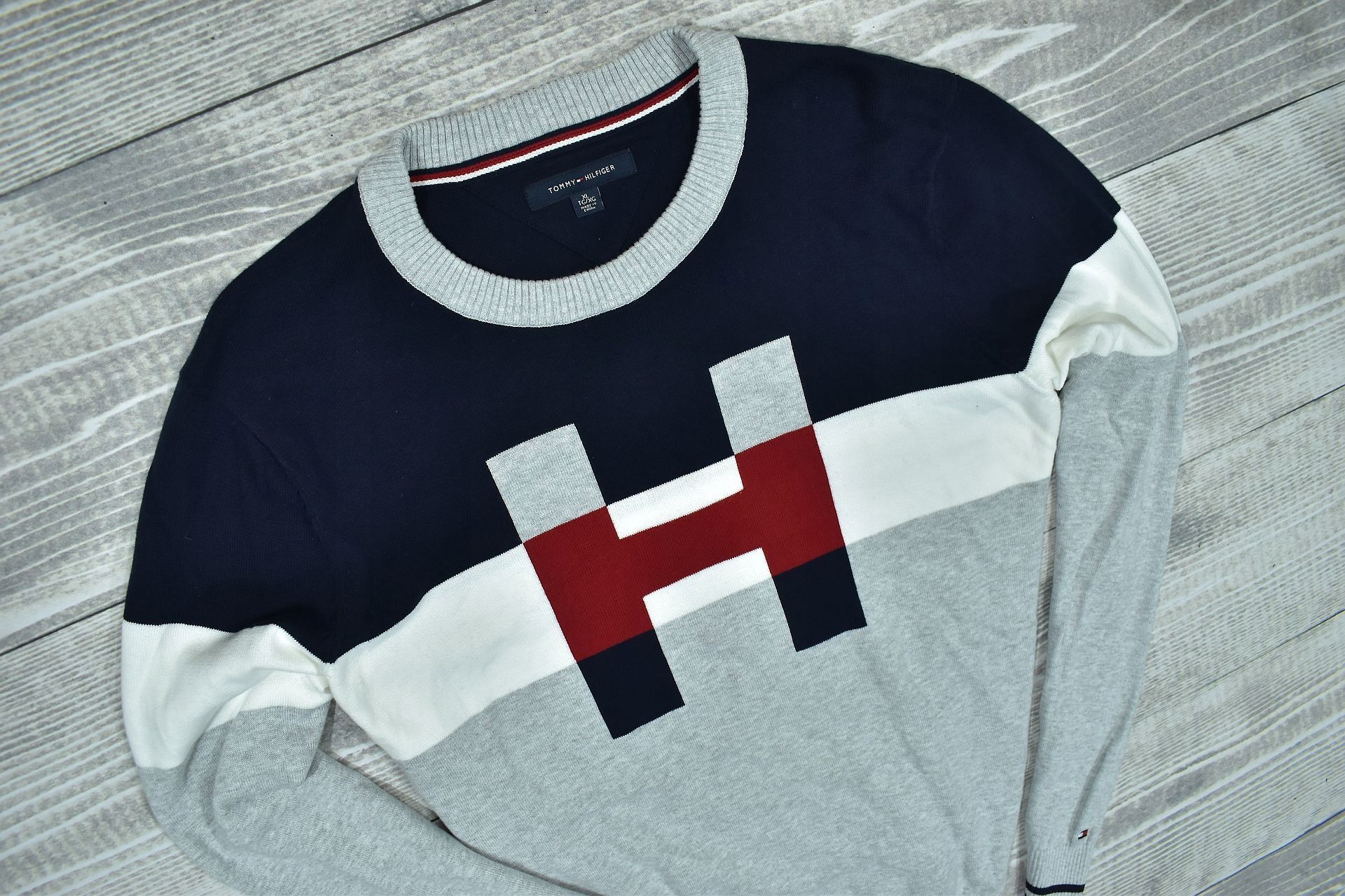 TOMMY HILFIGER Sweter Męski Premium Cotton Logo XL