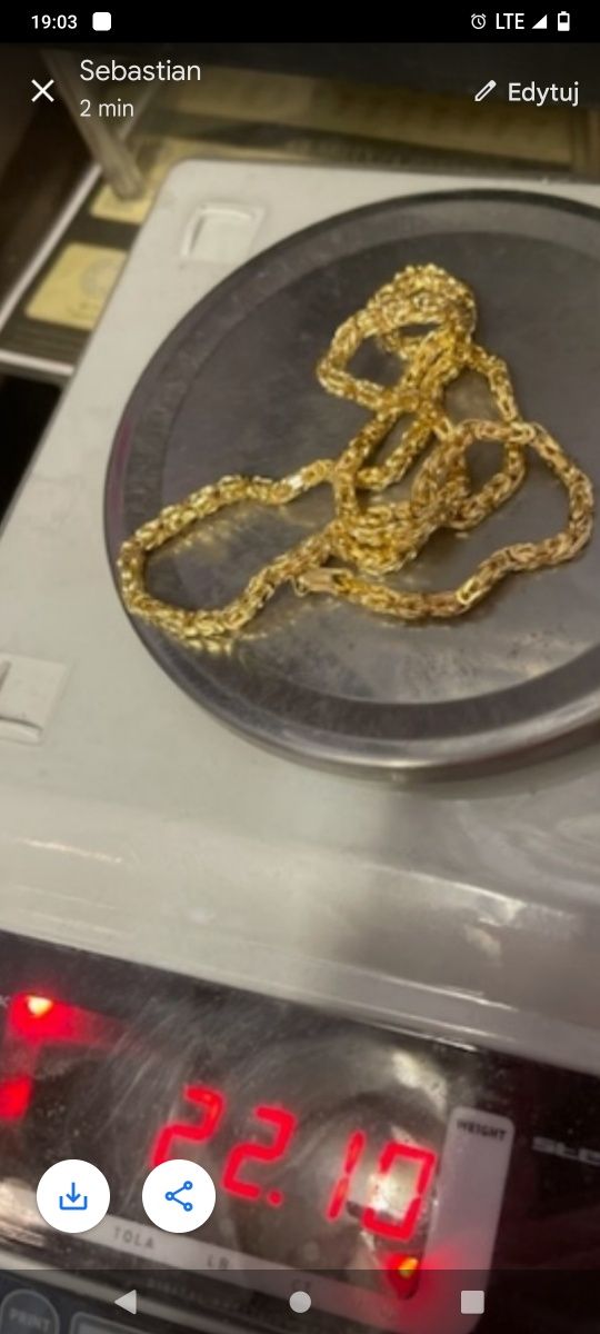 Złoty łańcuszek 585 splot królewski, 22.10 gr, 60cm