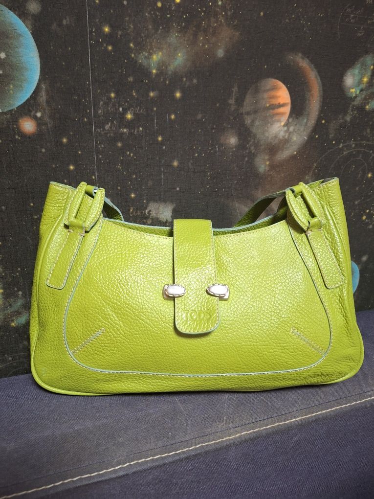 Tods шкіряна вінтажна сумка колір лайма
