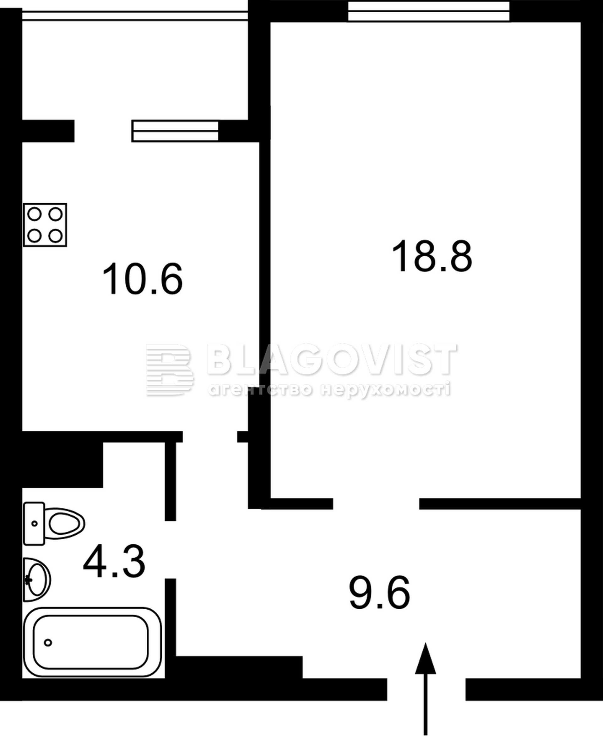 Урлівська 23Г, 1-кімнатна, 3-й поверх, 46кв.м., Ремонт, Позняки.