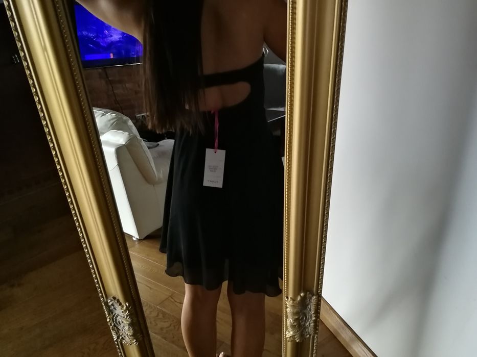 Nowa czarna sukienka bez ramiączek r. S, sukienka z tiulem