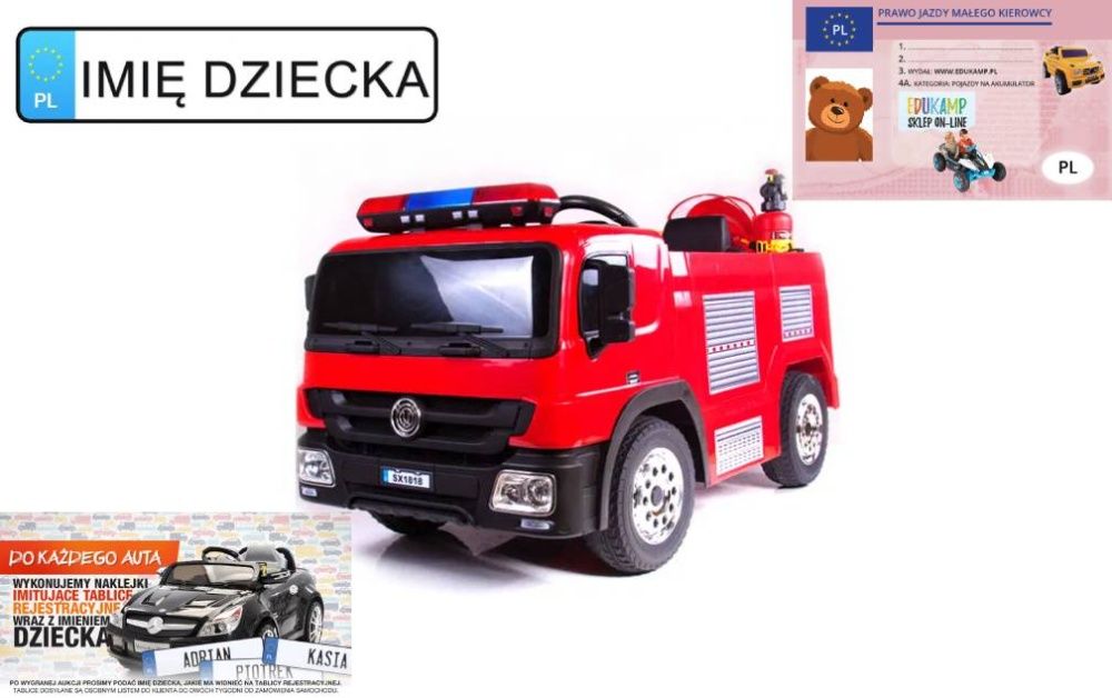 STRAŻ POŻARNA na akumulator 2x45 koła EVA, GAŚNICA KASK Walizka/SX1818