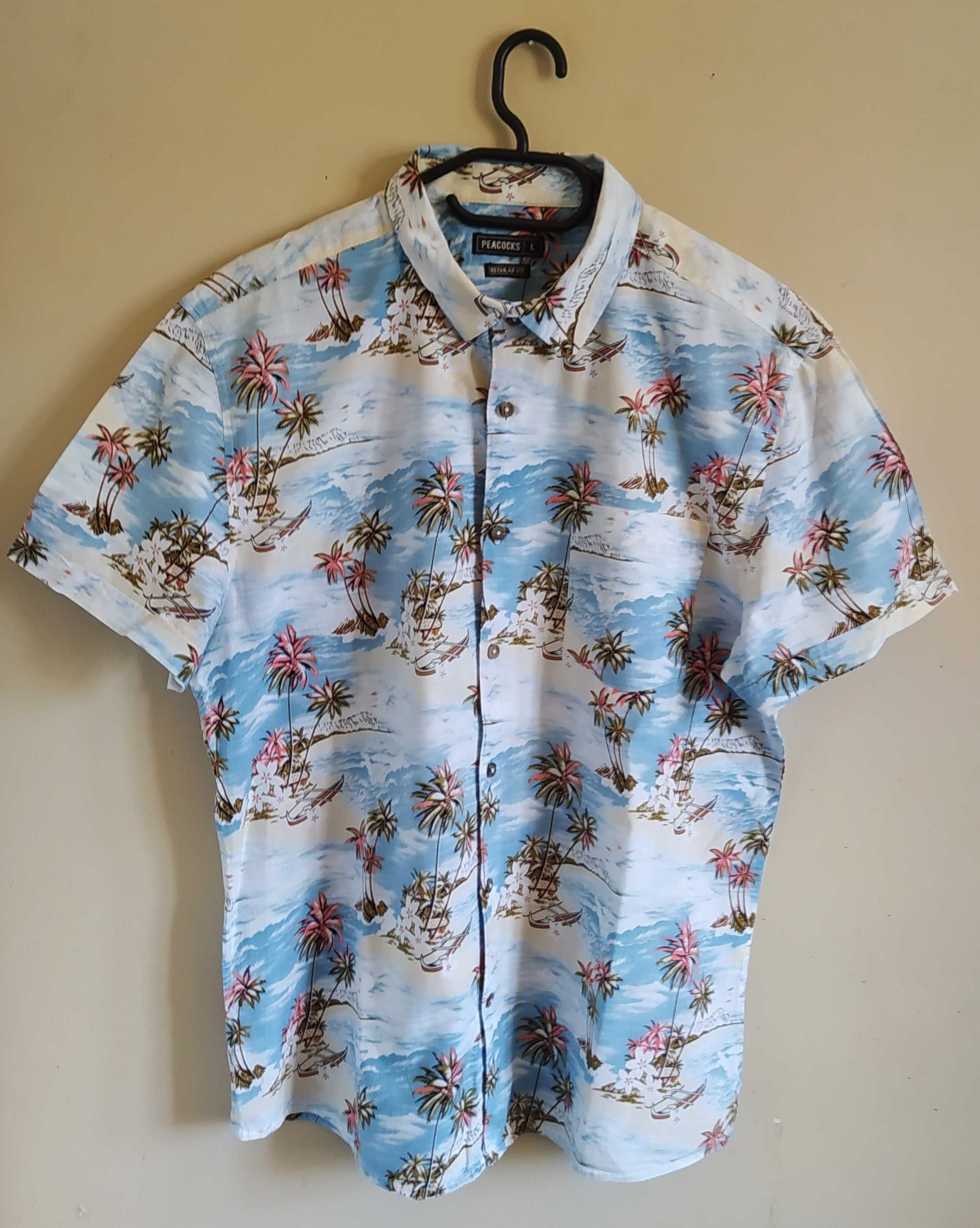 Koszula Bawełna Peacocks Summer Hawaiian Print Regular Fit