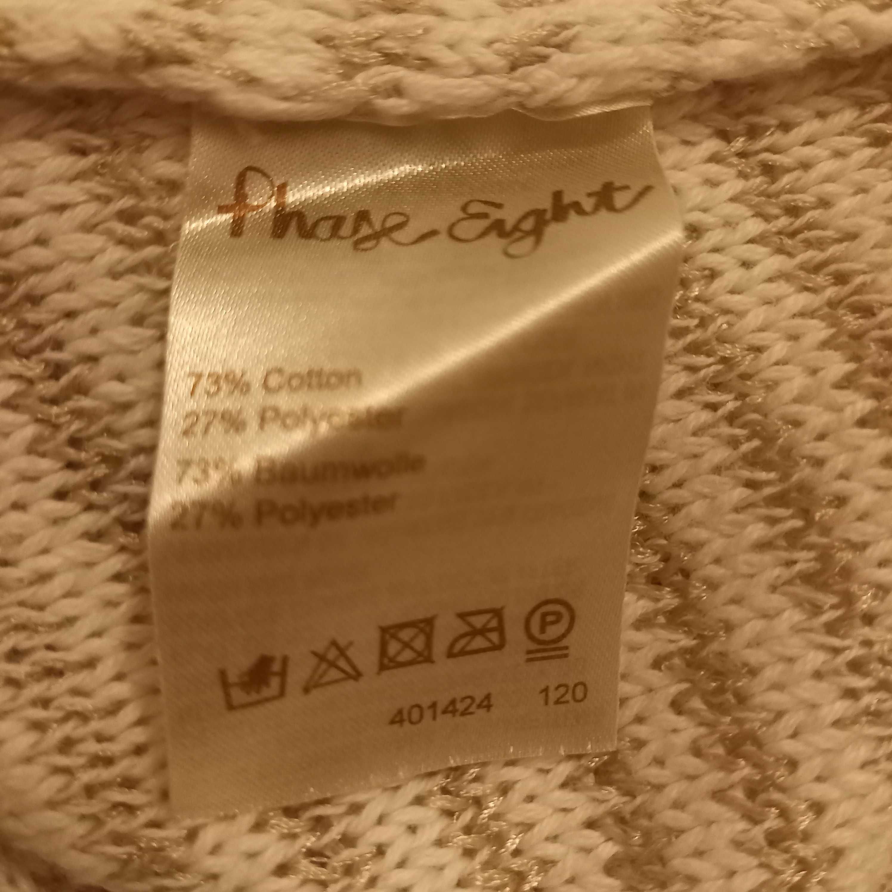 Kamizelka Phase Eight vintage dzianinowa biała beżowa oversize sweter