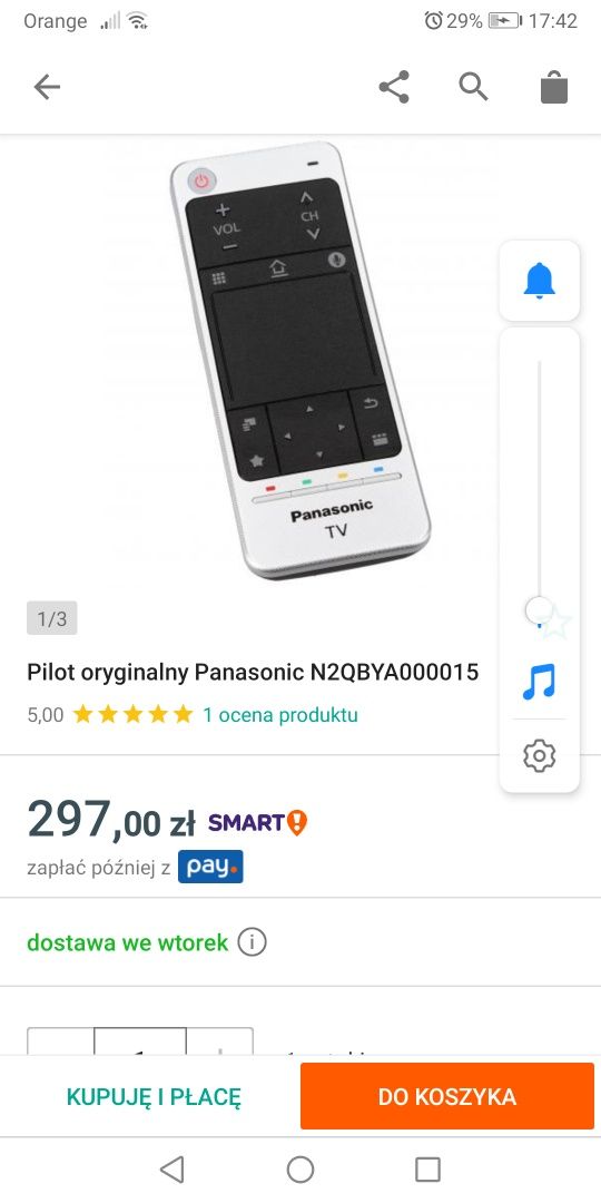 Pilot do tv Panasonic plus tachpad