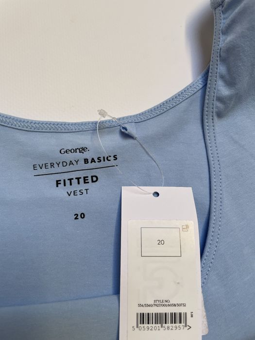 20 48 George niebieska koszulka na ramiączkach top bawełniany gładki