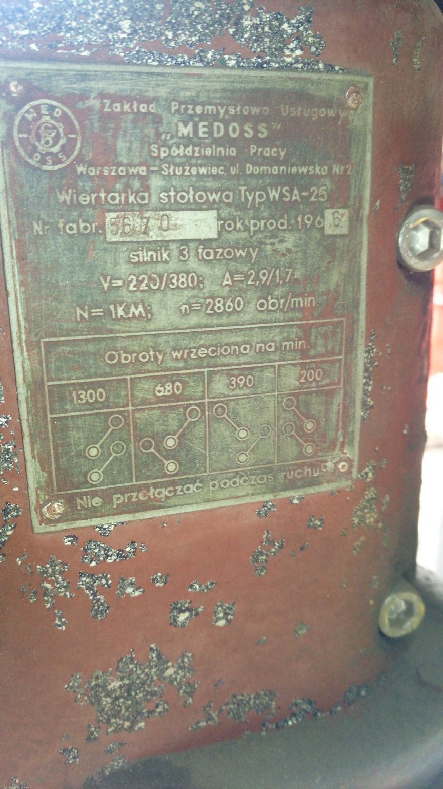 Wiertarka stołowa słupowa wsa 25
