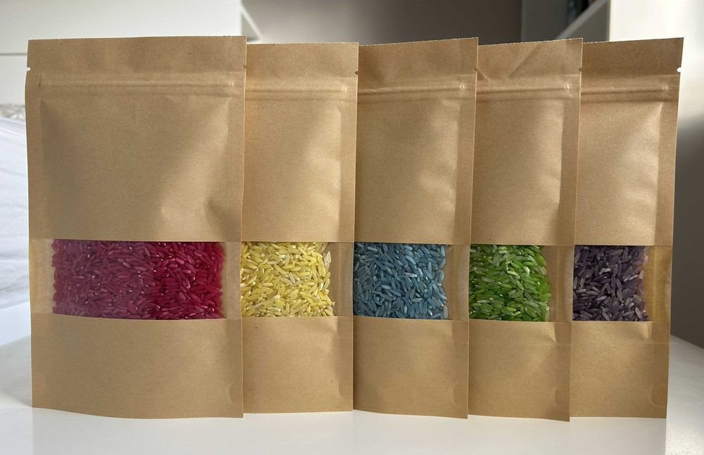 Kolorowy ryż sensoryczny – barwiony, ekologiczny, 5 kolorów, 5 x 200 g