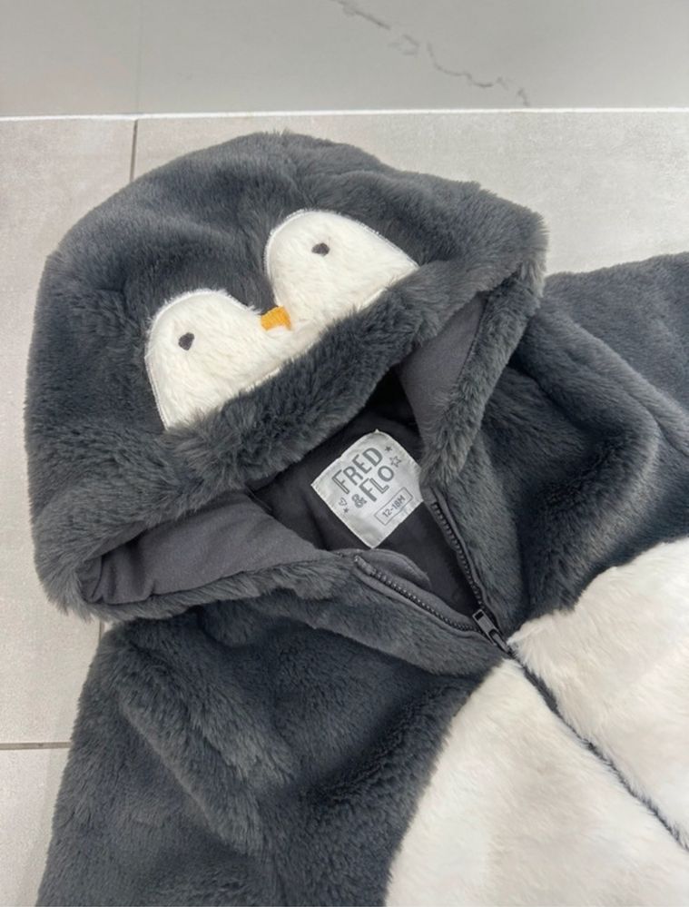 Kombinezon pajacyk na zimę dla dziecka pingwinek onesie 80-86cm