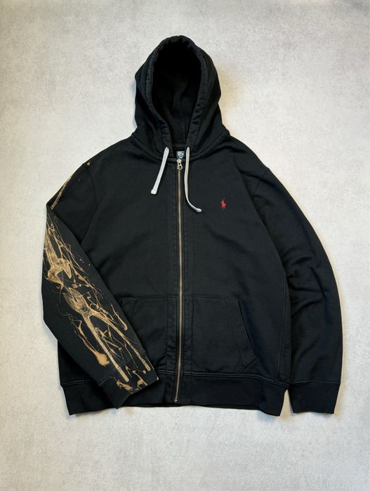 Винтажный зип худи Polo Ralph Lauren мужской черный кастомный оригинал