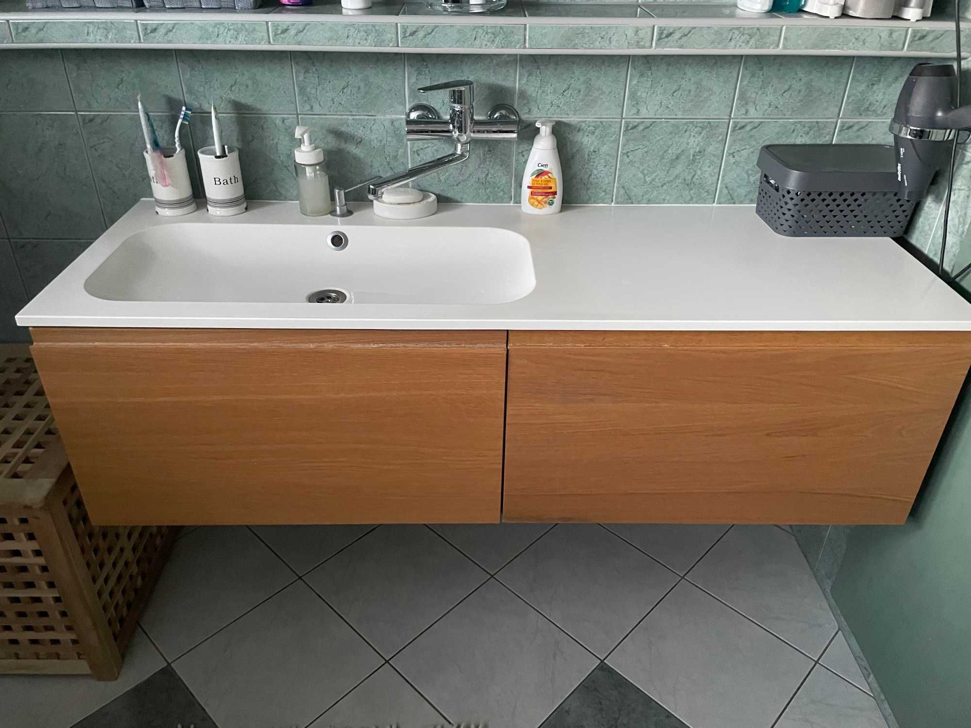 Szafka umywalkowa 140cm podwójna z umywalką w kpl