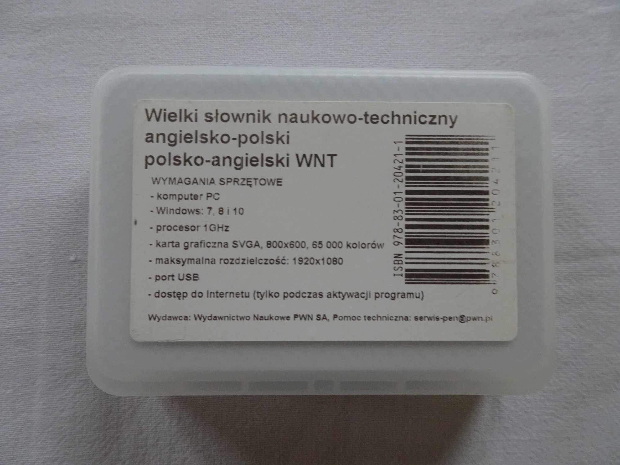 Wielki słownik naukowo-techniczny angielsko polski WNT pendrive