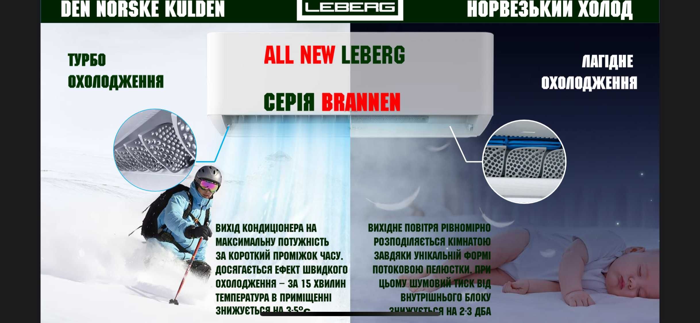 Інверторний кондиціонер Leberg LS-18BRN/LU-18BRN Brannen на 55кв.м