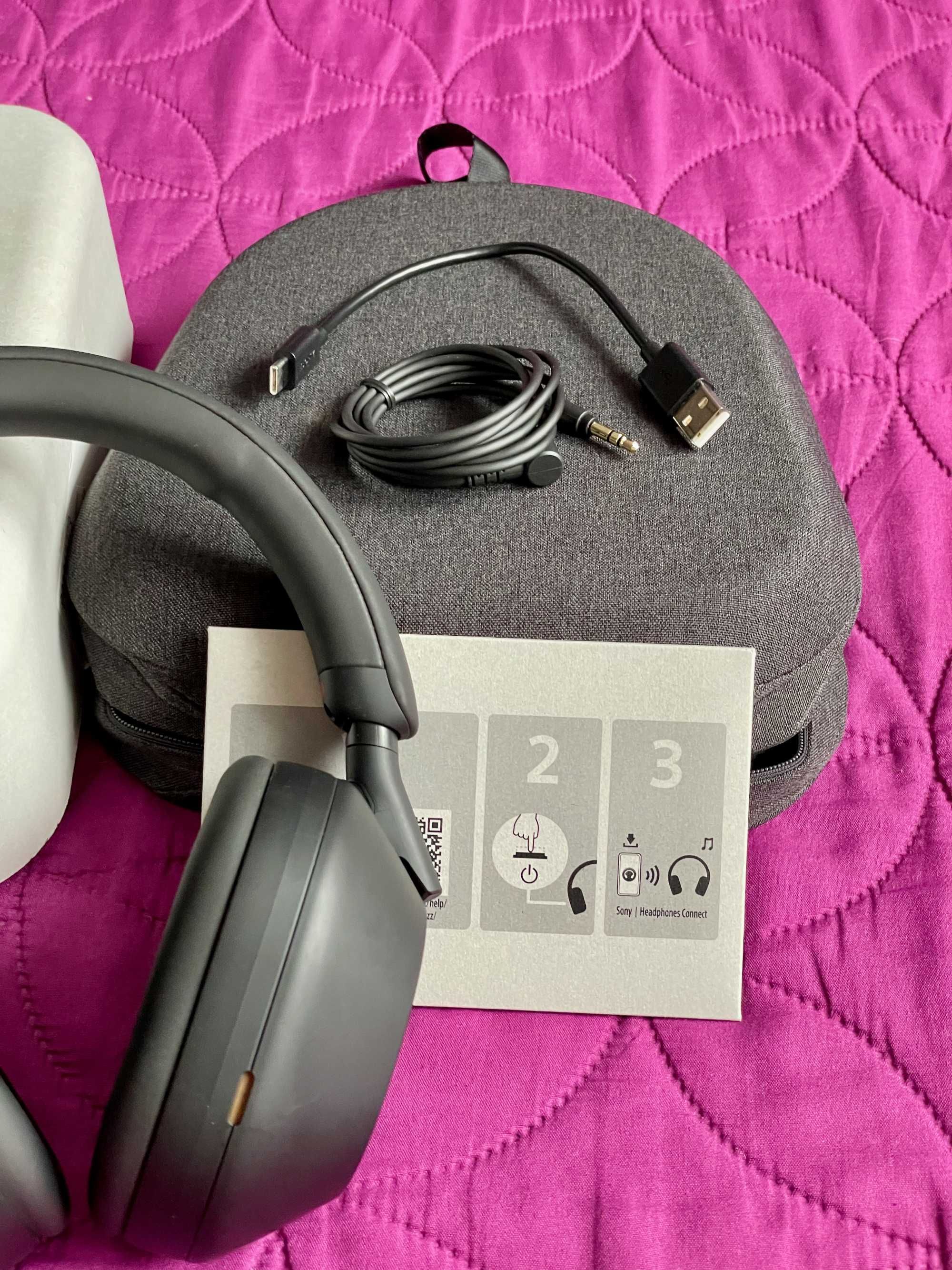 Słuchawki nauszne Sony WH-1000XM5 ANC Bluetooth czarne bdb komplet
