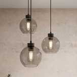 Lampa wisząca Cubus, Ø 50 cm, 3-punktowa, dymny szary, szkło