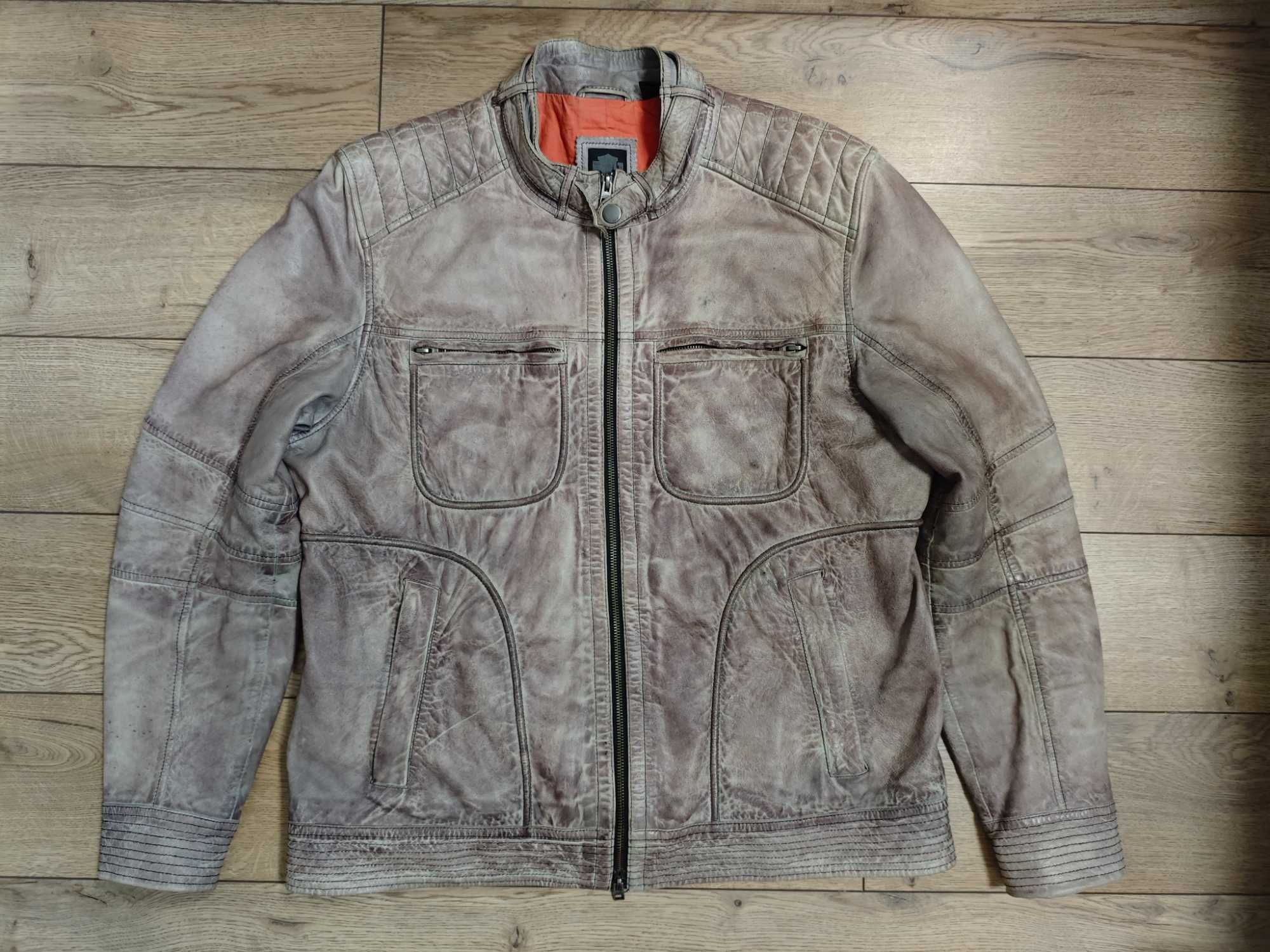 Harley Davidson L / XL куртка чоловіча шкіряна коричневая стиль мото