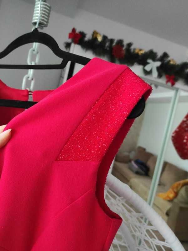 Sukienka elegancka 42 XL wesele czerwona malinowa