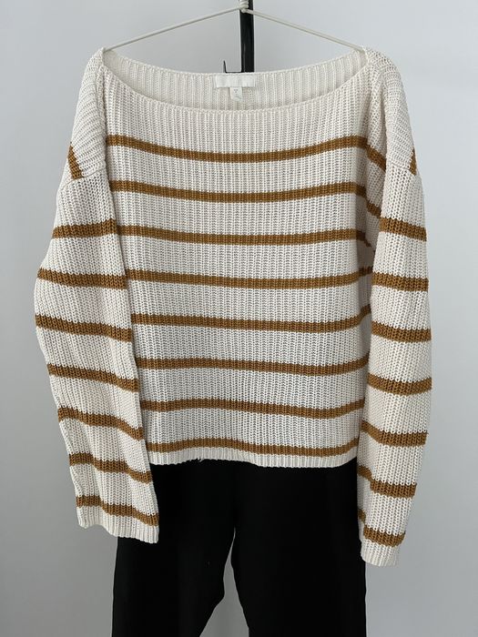 Sweter w paski o luźnym kroju na jesień 60% bawełna