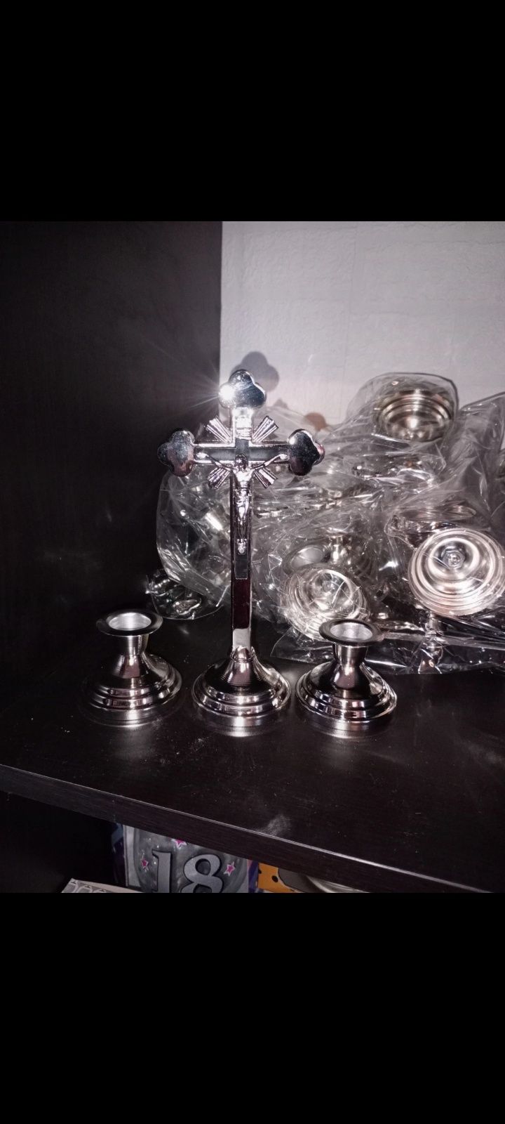 Zestaw kolędowy w starym stylu kolor srebrny metalowa