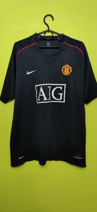 Koszulka t-shirt  sportowy piłkarski Manchester UTD AIG czarny 2007-08