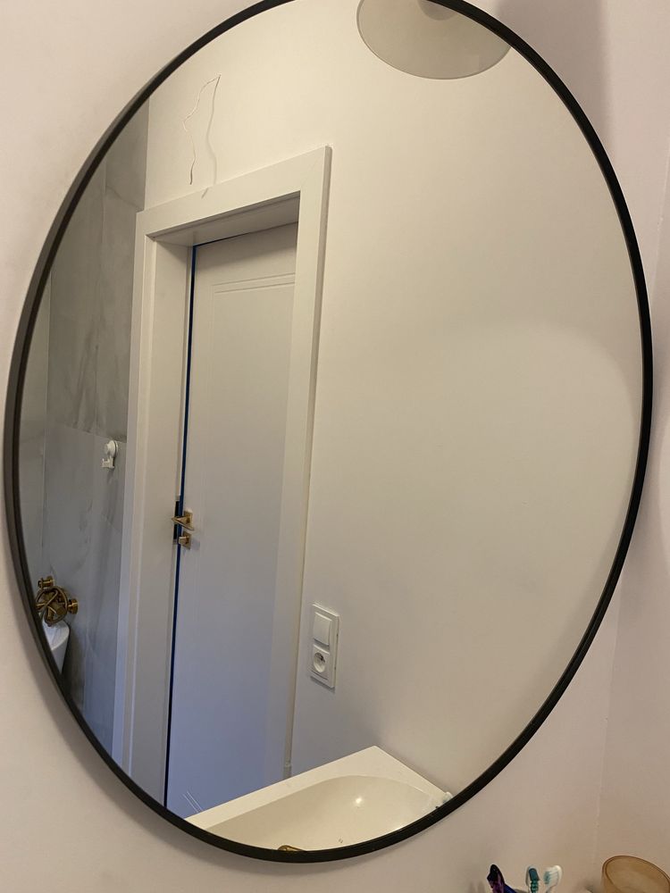 Lustro Lindbyn 80 cm Ikea czarne okrągłe
