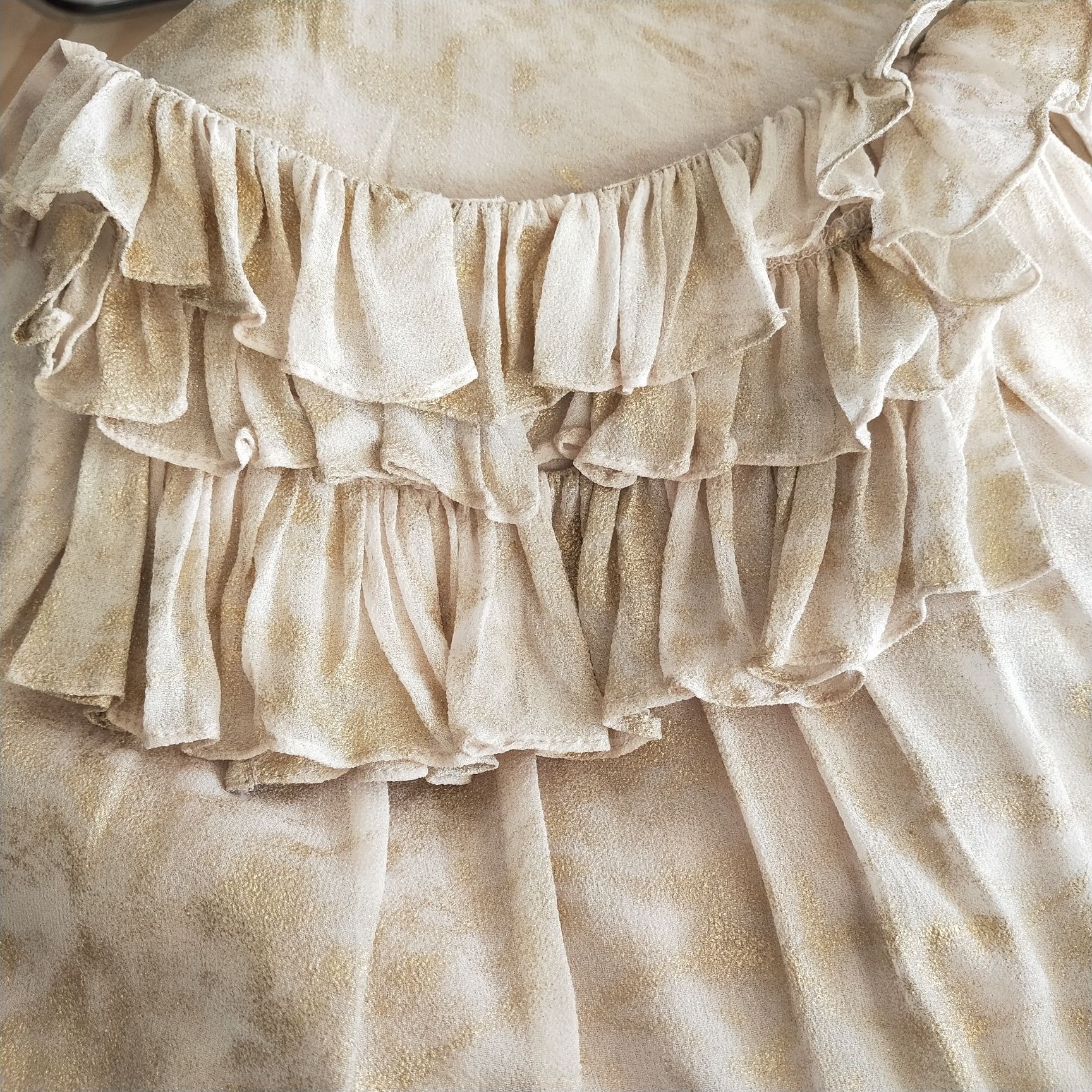 Koszulka, top, tunika 100% Pure Silk Traffic People beż złoto M/L