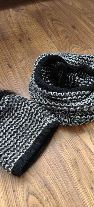 Czapka i komin szalik wełna wool komplet