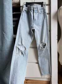Spodnie jeansy Levi’s W26 wysoki stan XS/S mom przetarcia