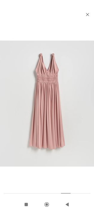 Sukienka maxi z marszczeniem nowa Reserved 36 s pudtowa