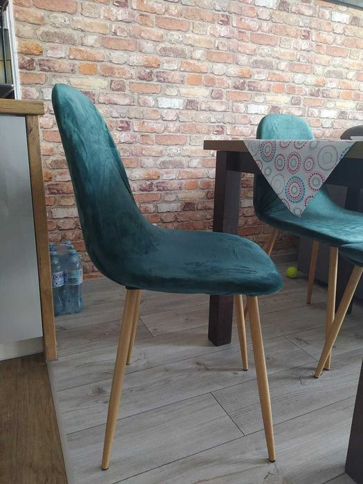 Pokrowce na krzesła skandynawskie welurowe ciemna zieleń 4 sztuki