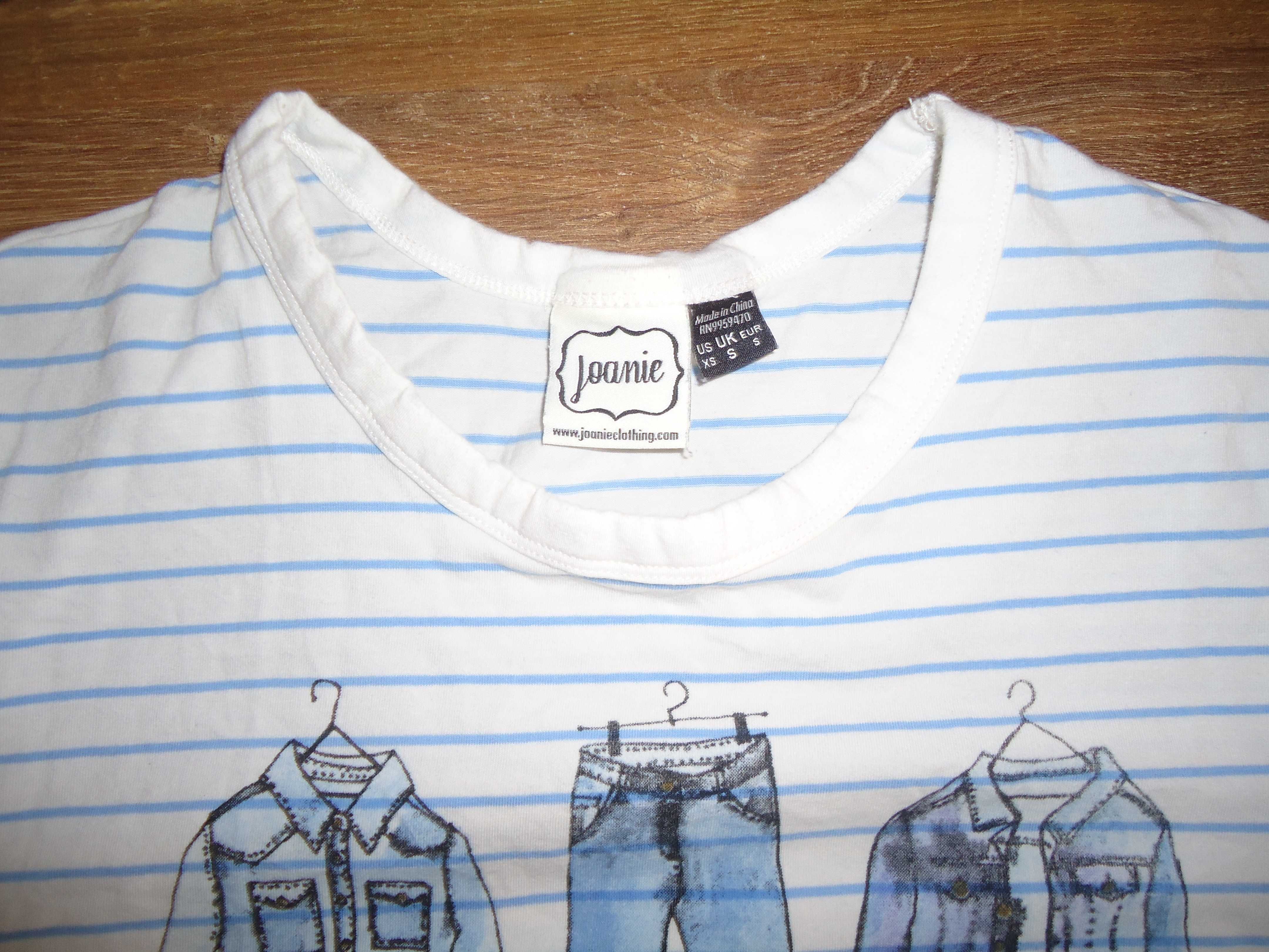 Joanie Clothing T-shirt Top Bluzka W Paski i Jeansy Rozmiar S