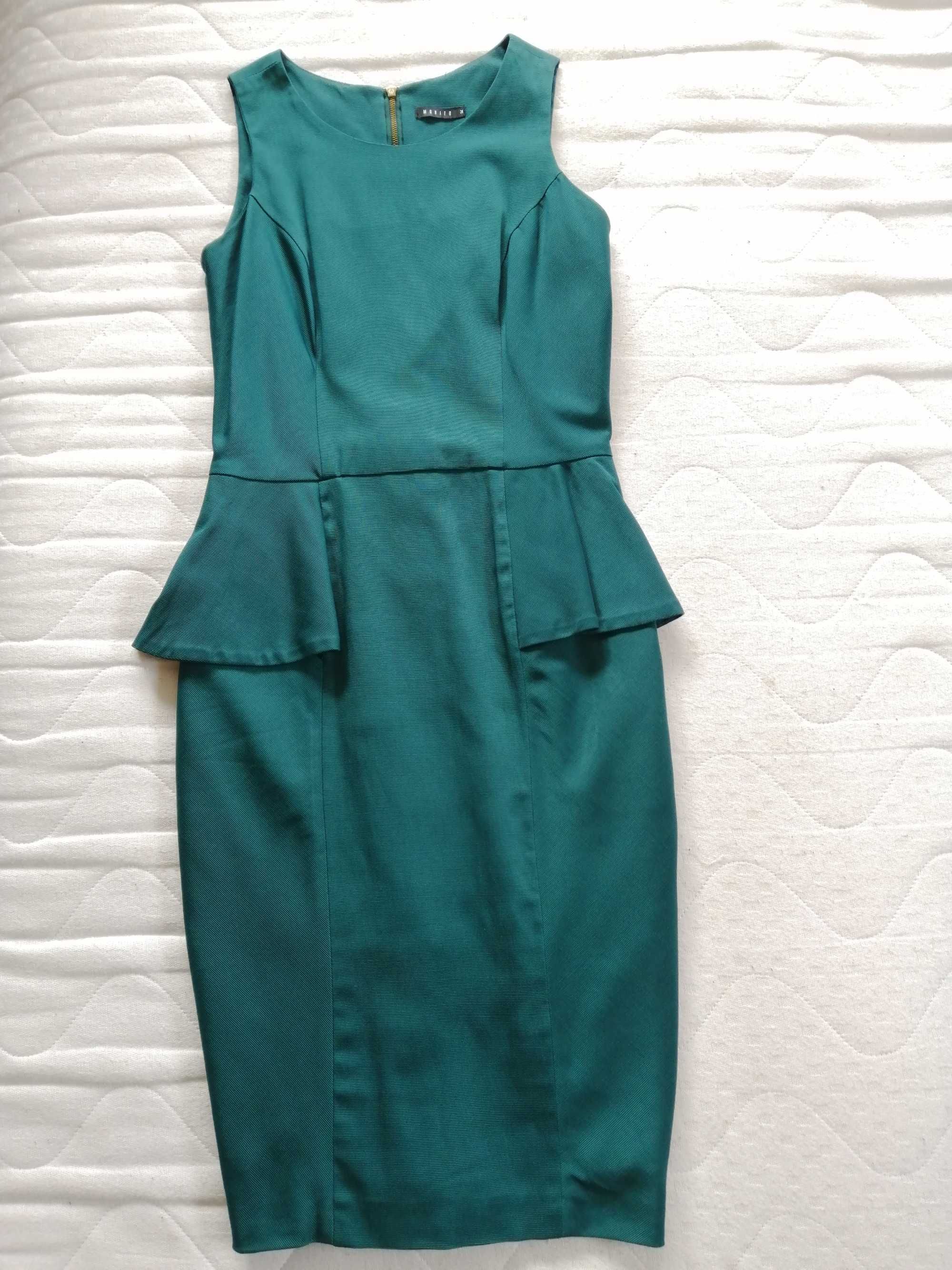 Cudna sukienka Mohito r. 34 butelkowa zieleń baskinka