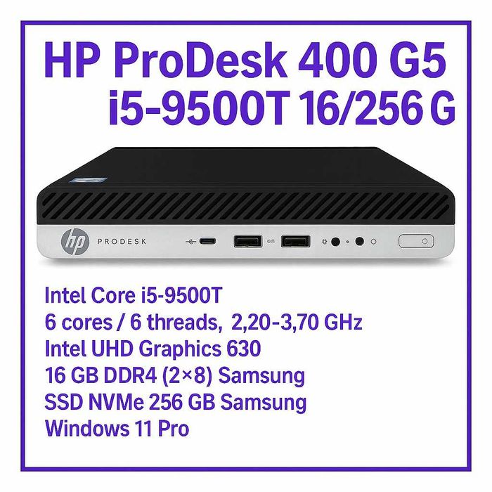 HP ProDesk 400 G5 i5-9500T 16/256 GB DisplayPort WiFi+BT