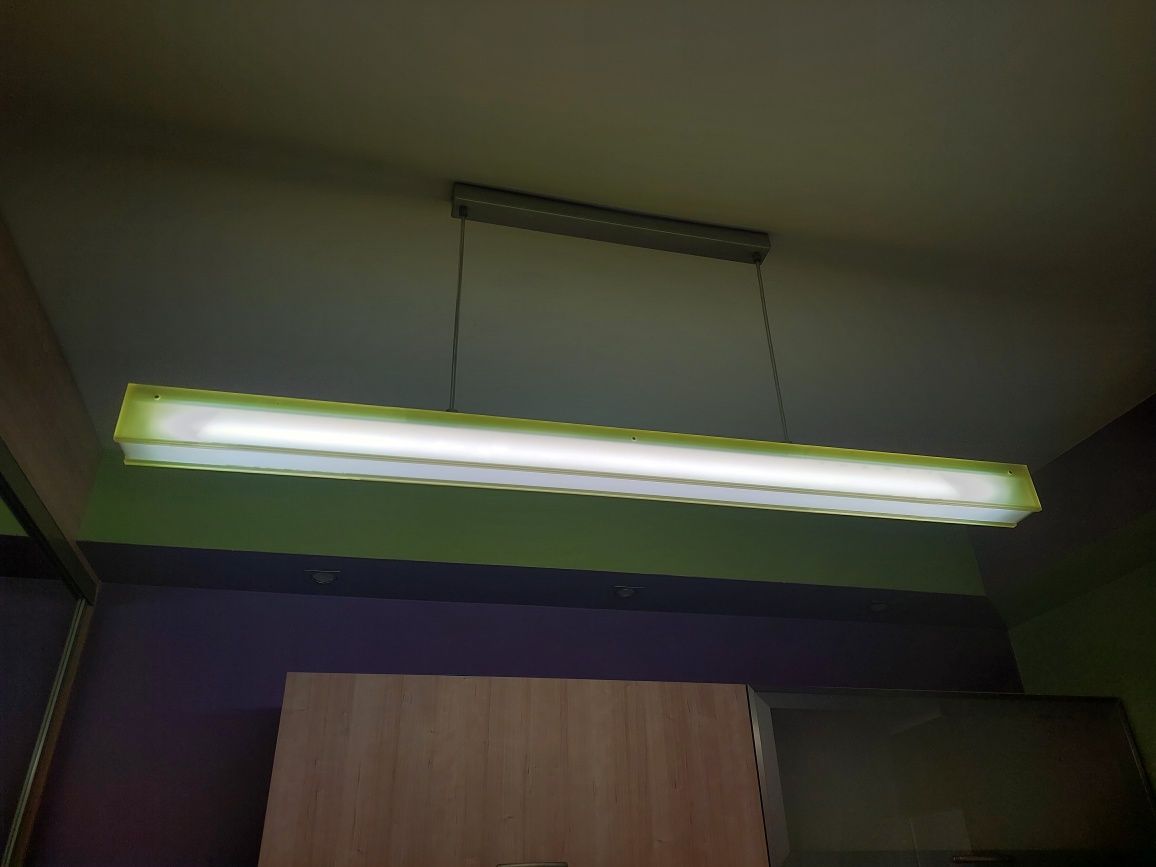 Nowoczesna lampa liniowa wisząca, żyrandol, neon/zielony