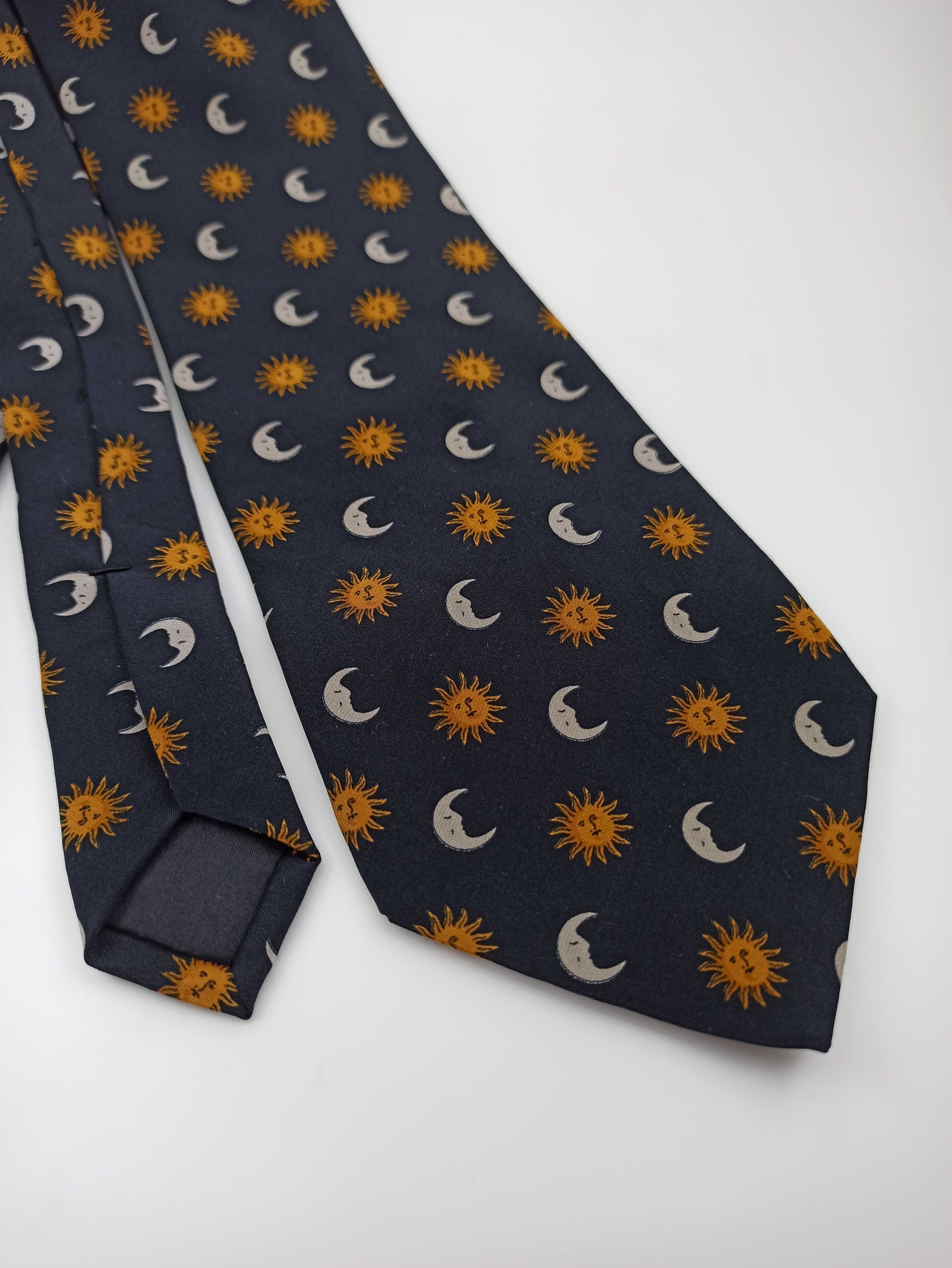 Ascot jedwabny krawat czarny w słońca słoneczka