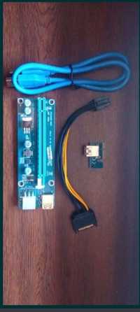 Taśma riser USB 3.0 PCI-E PCI Express 1x - 16x + zasilanie 6PIN na SAT